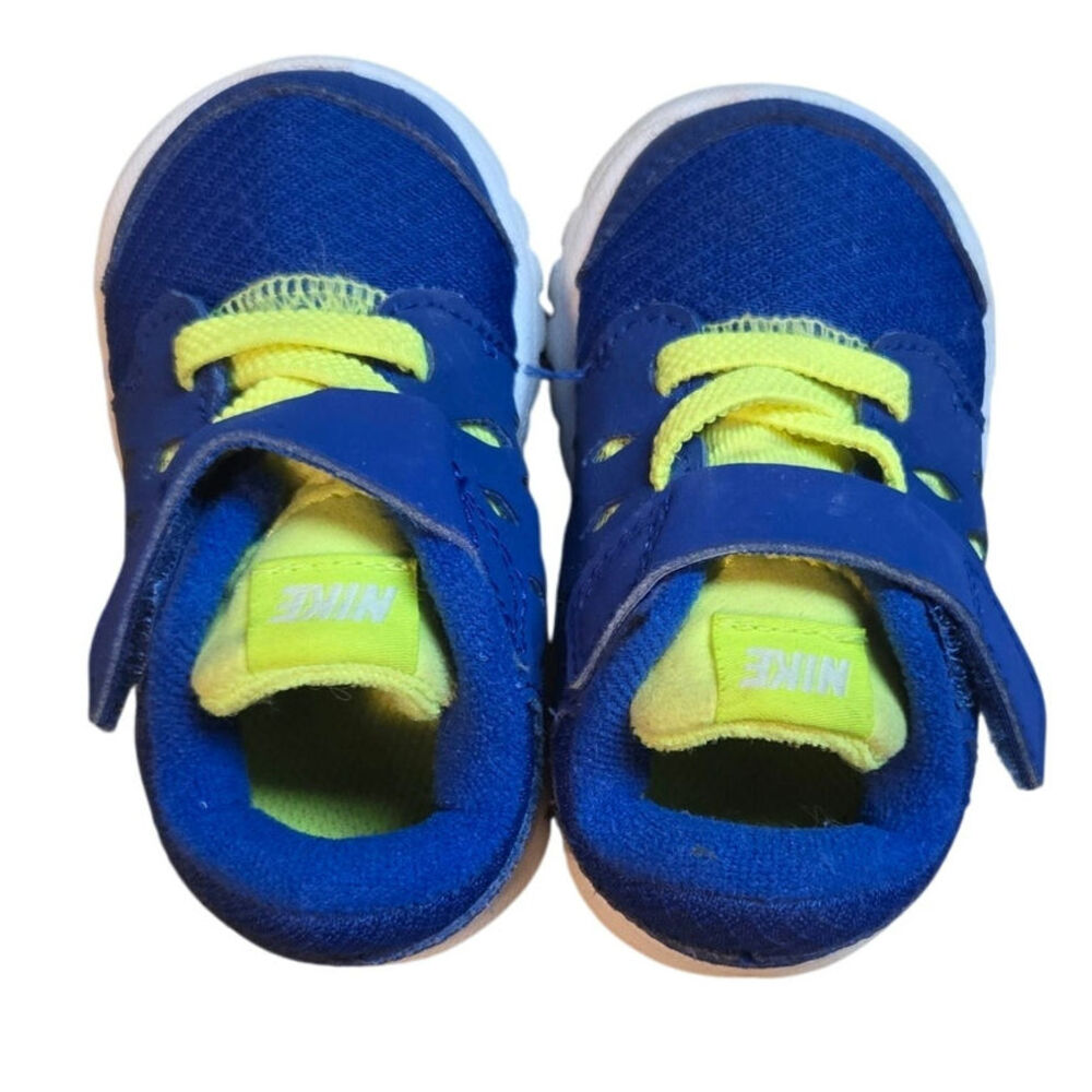 Nike Tennis Shoes Baby Toddler Size US 3C Blue Yellow Hook and Loop Fastener - Picture 5 of 8
